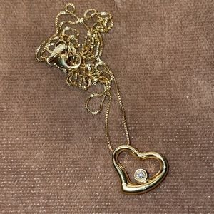 Roberto Coin 18K (not 14K ) Yellow Gold Tiny Treasures Diamond Heart Necklace